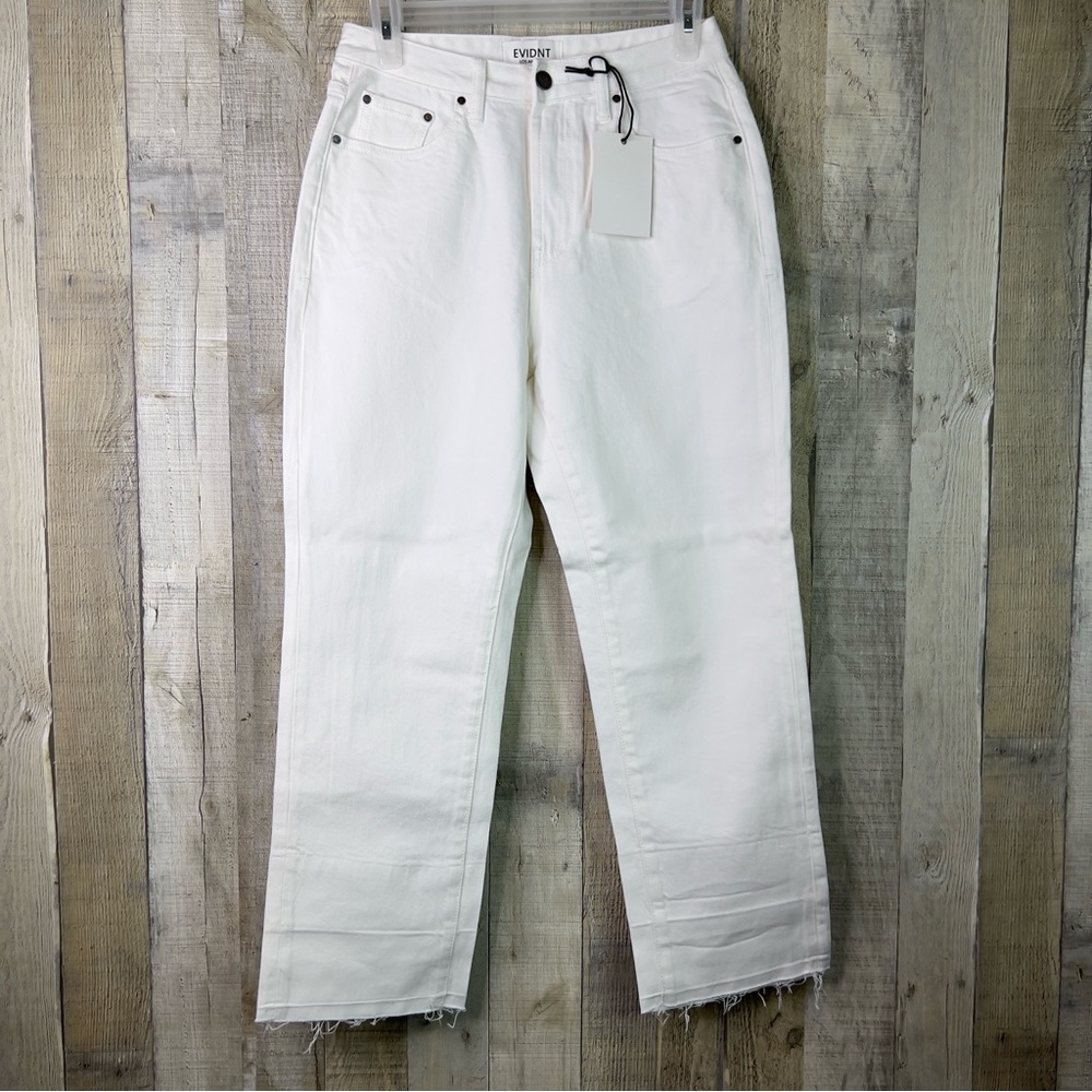 EVIDNT Los Angeles Size 26 Essen Relaxed White Raw Hem Straight Leg Denim Jeans